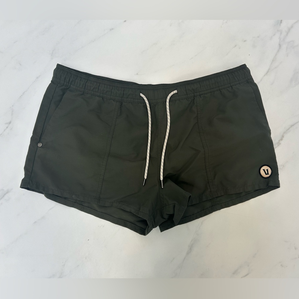 Vuori Women's Olive Green Athletic Shorts with Drawstring